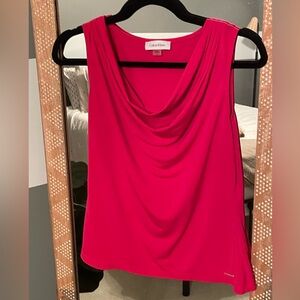 Calvin Klein Women's Vibrant Pink Drape Neck Blouse